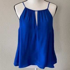 Milly Blue Silk Blouse Keyhole Halter Tank Top Small